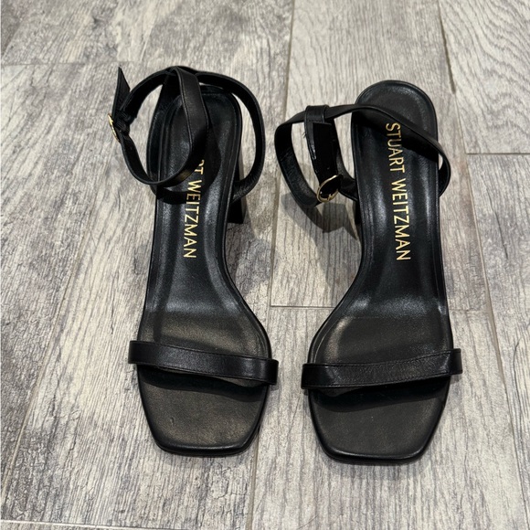 Stuart Weitzman black nearlybare block heel sandals - Picture 3 of 9